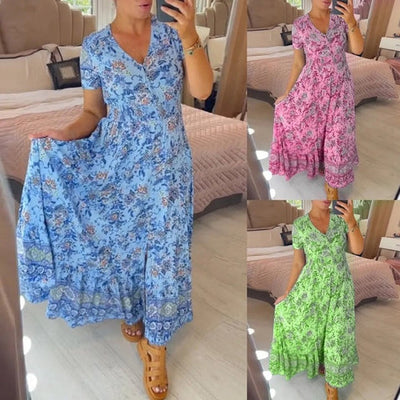 Wibia - Abito con Scollo a V e Stampa Floreale