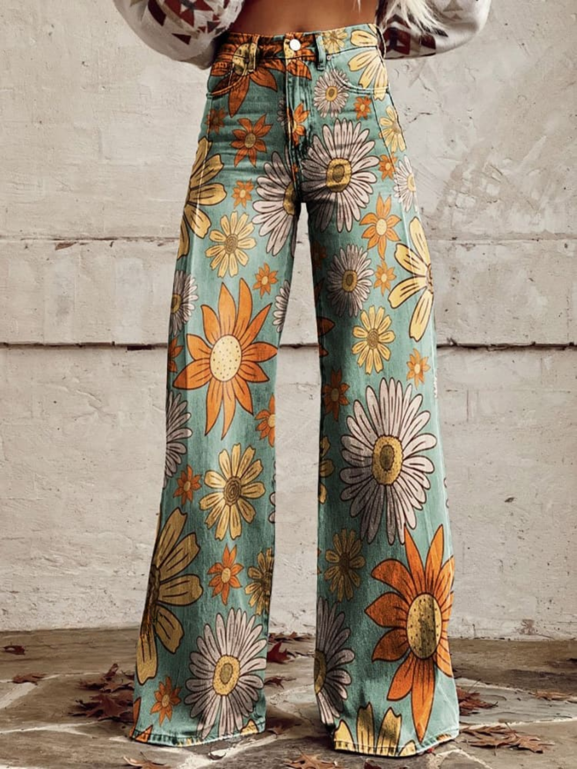 CIRILLA - PANTALONI LARGHI A FIORI VINTAGE
