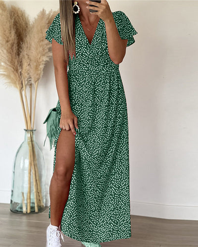 Lucienne - Maxi Abito Stampato Con Scollo a V