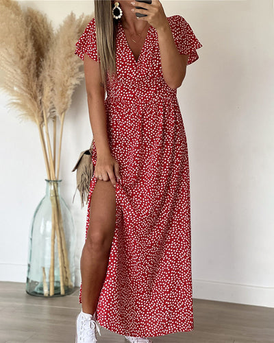 Lucienne - Maxi Abito Stampato Con Scollo a V