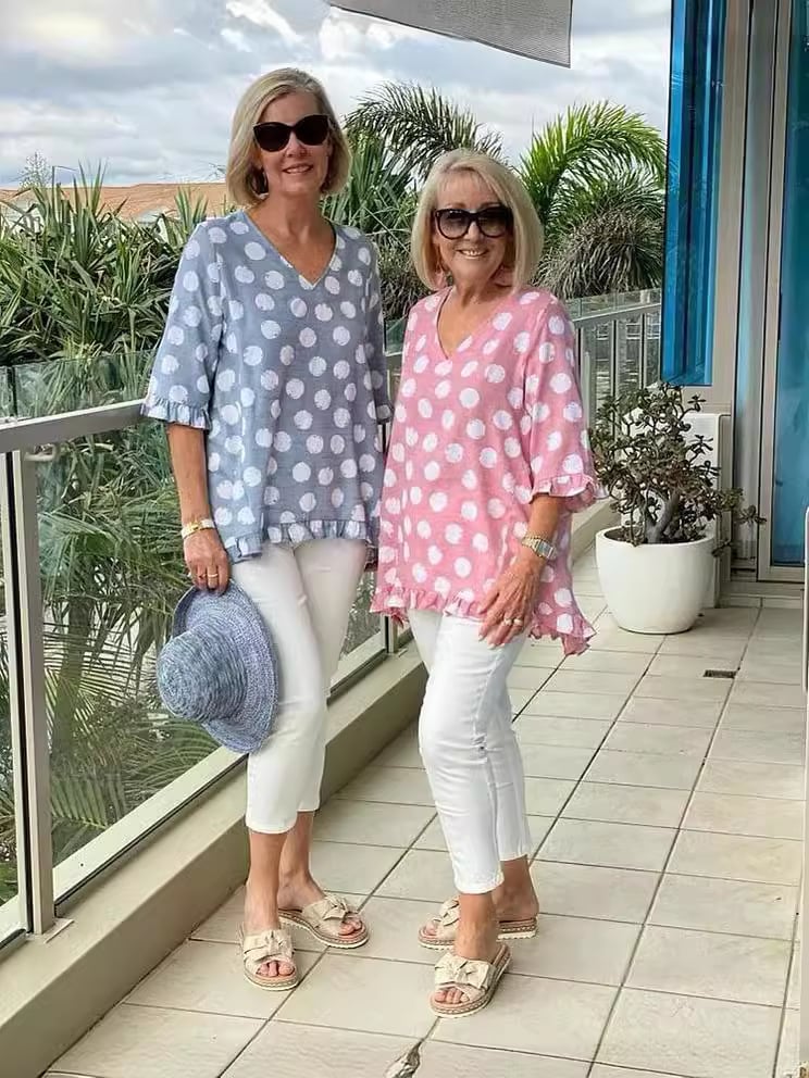 Rosi - Top In Cotone Stampato Con Scollo a V