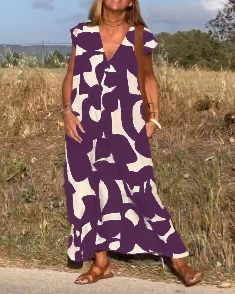 Sarinya - Abito Stampato Con Scollo a V