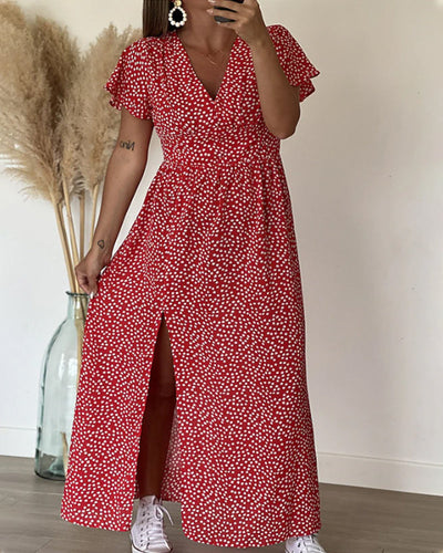 Lucienne - Maxi Abito Stampato Con Scollo a V