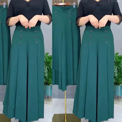 Malou - Elegante Plissettato Gamba Larga Pantalone