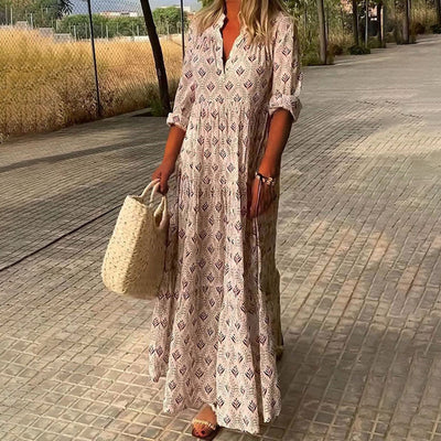 Kadence - Abito a Maniche Lunghe con Stampa Boho