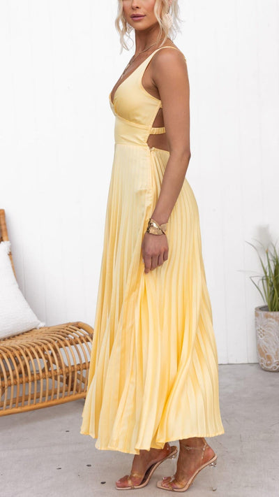 Sheree - Maxi Abito Plissettato Con Scollo A V