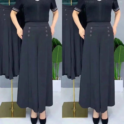 Malou - Elegante Plissettato Gamba Larga Pantalone