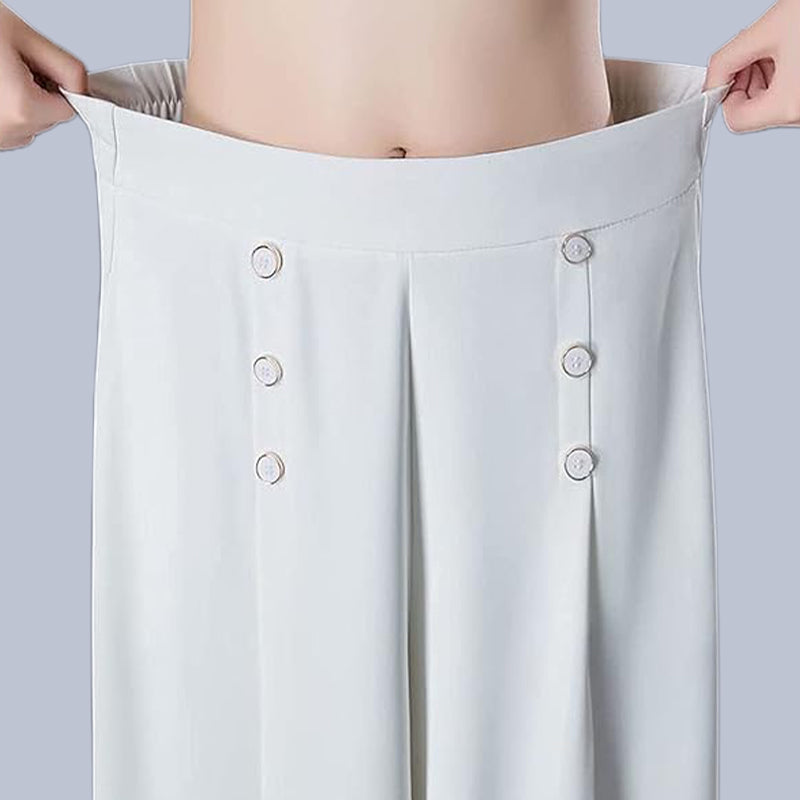 Malou - Elegante Plissettato Gamba Larga Pantalone