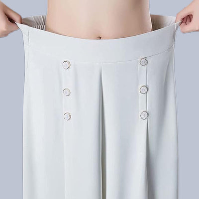 Malou - Elegante Plissettato Gamba Larga Pantalone