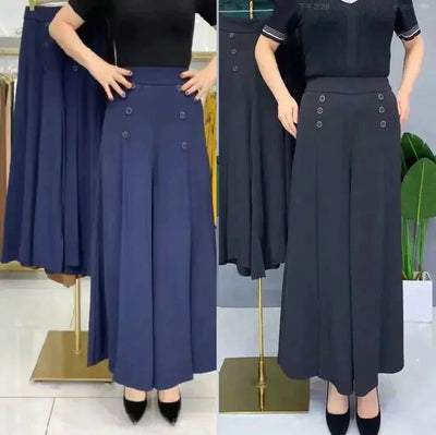 Malou - Elegante Plissettato Gamba Larga Pantalone