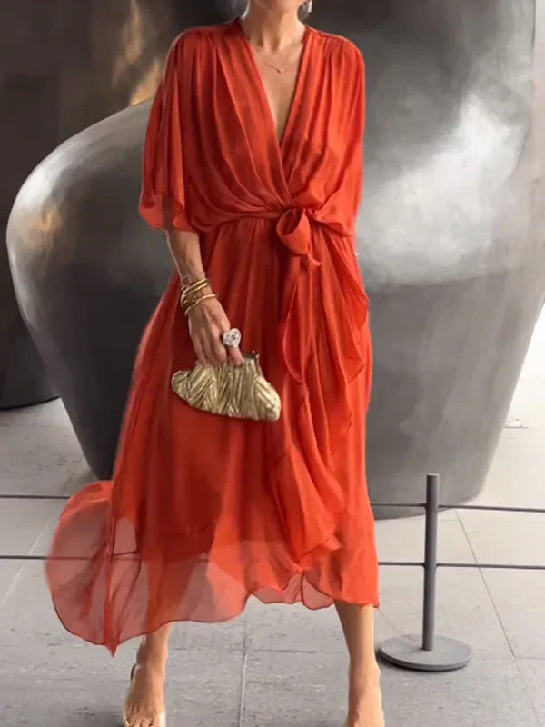 Ramilya - Abito in Chiffon Con Scollo a V