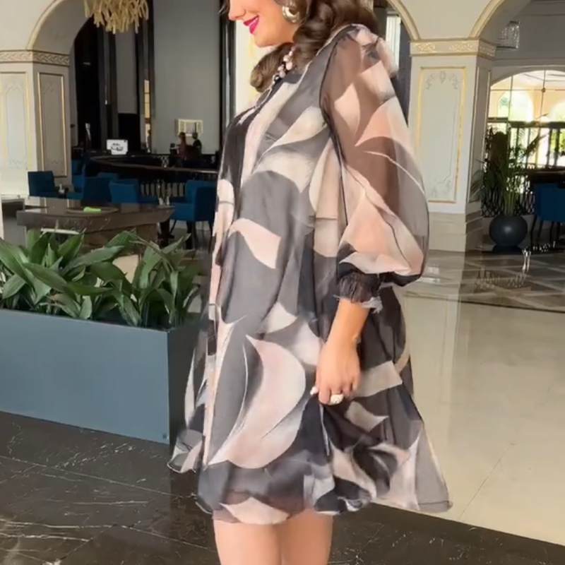 Ilvira - Abito a Fiori Con Scollo Rotondo